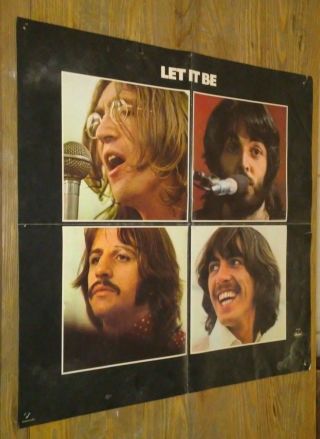 Vintage Rock & Roll The Beatles Let It Be Fold Out Poster Rare Authentic