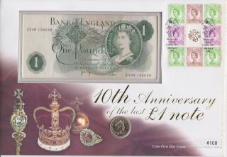 Gb Stamps First Day Cover 1998 Wildings & Rare Uncirculated £1 Coin & Banknote