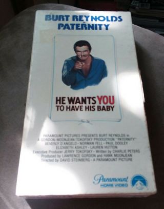 Paternity Vhs 1981 Paramount,  Burt Reynolds,  Beverly D 