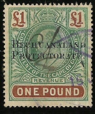 Bechuanaland Protectorate 1913 £1 Overprint Green & Brown.  Rare Revenue