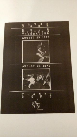 Elton John Troubadour 1970 - 1975 Rare Print Promo Poster Ad