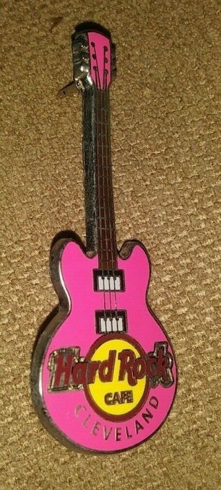 Hard Rock Cafe Hrc Cleveland Pink Rock N Roll Guitar Collectible Pin Rare /le