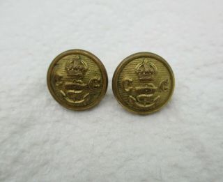 Rare British Pair: " Coast Guard Brass Cap Buttons " (small,  15mm,  Ww1 Period)