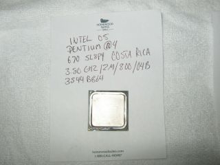 Intel Pentium 4 Cpu 670 3.  80ghz 2mb/800mhz /04b 3544 B864 Sl8py Rare
