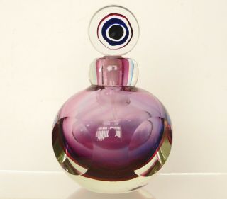 Rare Murano Sommerso Bullseye Art Glass Hand Blown Scent Perfume Bottle Italy