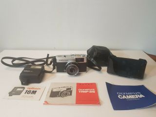 Rare Olympus Trip 35 35mm Film Camera With Opticam 16m Flash & Booklets