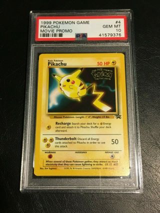 Pokemon Black Star Gold Stamp Movie Promo Non - Holo Rare 4 Pikachu Psa 10 Gem