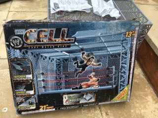 WWE wrestling hell in a cell jakks huge ring and cell boxed 2007 RARE 4