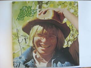 John Denver - Rare Autographed Album - Hand Signed 1973 " Hits " Lp With " Peace "