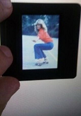 2 Farrah Fawcett - Angels Most Rare Promo Slide - Famous Skate Shots 35mm - Mn - Sh