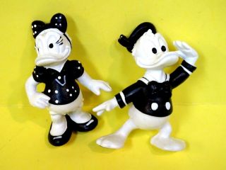 Vintage Rare Bully Black & White Donald & Daisy Duck Pvcs W/gold Tags