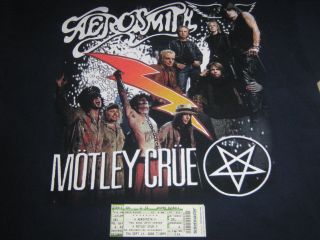 Motley Crue And Aerosmith 2006 Tour Shirt&ticket Xl Jersey Rare