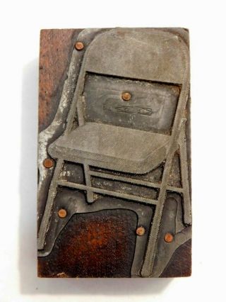 Rare Vintage Printers Block Print Block Folding Chair