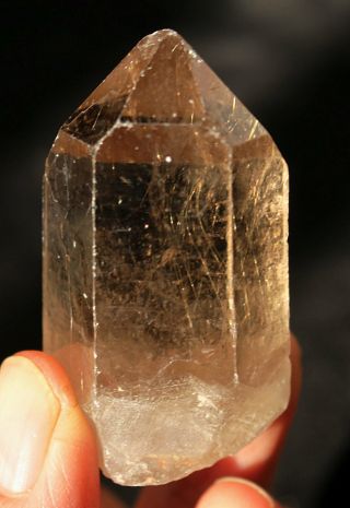 45g Rare Natural Clear Golden Sun Rutilated Purple Ghost Crystal Point Specimen