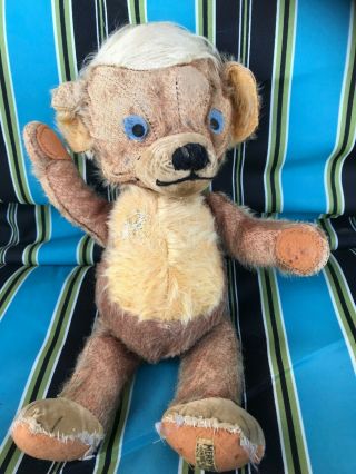 Rare 1947 Merrythought Punkinhead Cheeky Bear Mohair Eatons 13 " Jointed