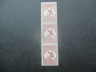 Kangaroo Stamps: 2/ - C Of A Watermark Strip Of 3 - Rare (g385)