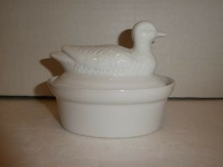 Vintage Rare Ceramic Covered Duck Butter/candy Dish Bowl 5 " X3 3/4 " X 4 1/4 "