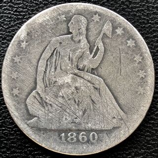 1860 O Seated Liberty Half Dollar 50c Rare Date Orleans 15257