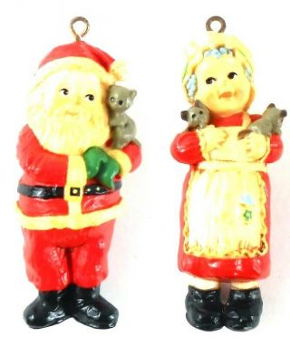 Hallmark Christmas Ornaments 1975 Santa And Mrs.  Claus Rare Vintage