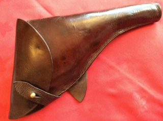 Rare Ww1 British Army Officers Brown Leather Holster For Colt Or Webley