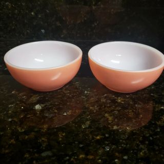2 Rare Fire King Anchor Hocking Pink 5 " Chili Bowls Bubble Gum Pink Coral