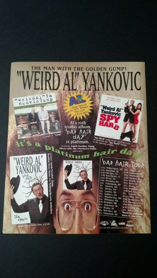 Weird Al " Yankovic " Bad Hair Tour " (1996) Rare Print Promo Poster Ad