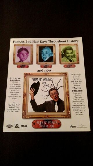 " Weird Al " Yankovic " Bad Hair Day " Rare Print Promo Poster Ad