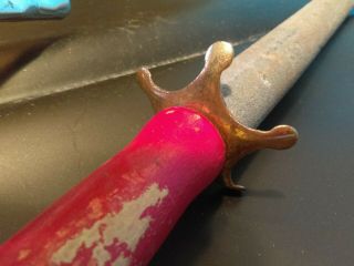 Vintage Carborundum Knife Sharpener Red Wood Handle Rare