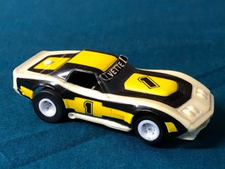 Ho Slot Car Afx Tomy A - Production Vette Corvette Yellow Black White 1 Htf Rare