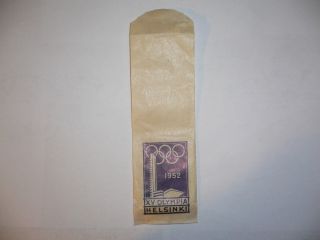 1952 Olympic Games Helsinki Finland Medal Paper Bag Very Rare/very