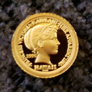 Very Rare 1994 - 1/20 Oz Hawaiian Princess Kaiulani Proof.  999 Gold Coin.  Rhm