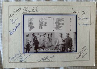 England Cricket - Rare Jim Laker - ‘laker Test Match 1956 Fully Signed Montage