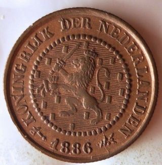 1886 Netherlands 1/2 Cent - Au/unc - Rare Type - Worldwide - Hv19