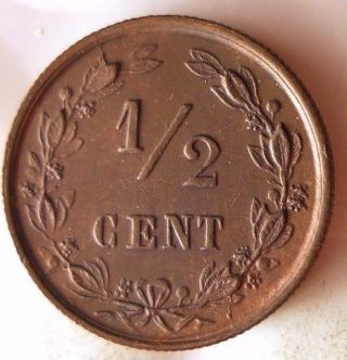 1886 NETHERLANDS 1/2 CENT - AU/UNC - Rare Type - WORLDWIDE - HV19 2