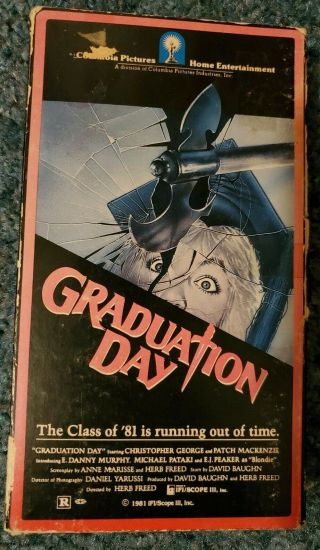 Rare Graduation Day Vhs Front Flap Box.  Vintage Cult Horror Movie 1981