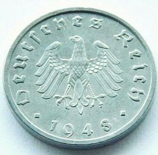 German Coin 1948 A 10 Reichspfennig Zinc Allied Occupation 3rd Reich Ww2,  Rare,