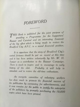 BRADFORD CITY AFC OFFICIAL HANDBOOK AND SOUVENIR OCTOBER 1927 VERY RARE BOOK 3