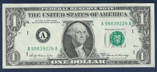 1969 - A Rare A99 A Series / Boston $1 Federal Reserve Note " Crisp Gem "