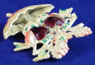 RARE VTG c1930 ' s CELLULOID EARLY PLASTIC JELLY BELLY LOVE BIRDS 3 - D BROOCH PIN 5