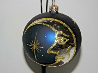 Very Rare Christopher Radko Moon & Stars Celestial Ball Ornament /made In Poland