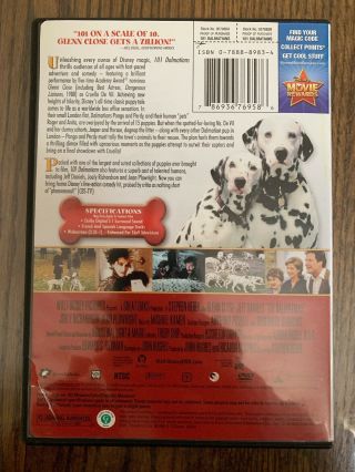 101 Dalmatians (DVD,  2008) RARE,  Live Action Glenn Close,  Dalmations Disney 2