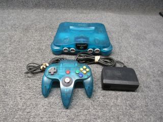 Nintendo N64 Nus - 001 (usa) Rare Ice Blue Game Console W/ Controller & Ac Adapter