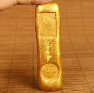 Rare China Old Brass Not Gold Hand Carved Leo Lion Statue Bar Collectable Coin