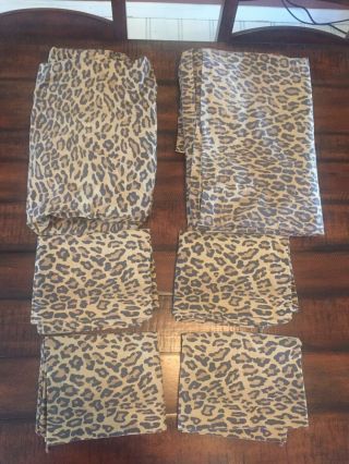 Rare Vintage Ralph Lauren Aragon Leopard Twin Sheet Set,  With Four Pillowcases
