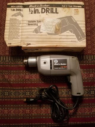 Antique Vintage Black & Decker Model 7281 Drill 1/2  Rare Looks W/box