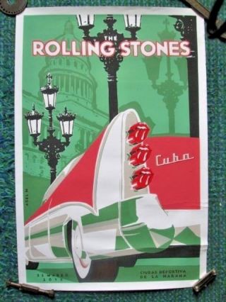 Rare Rolling Stones Cuban Poster / Promo To The Historic Concert In Havana