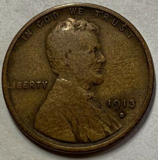 1913 S Lincoln Wheat Penny Cent Rare Better Date Pq