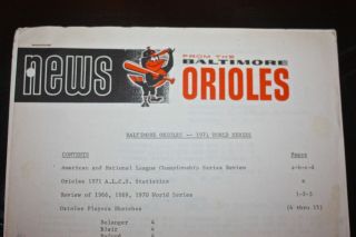 Orioles Clubhouse News Rare,  1971 World Series Program Pirates Robinson Weaver
