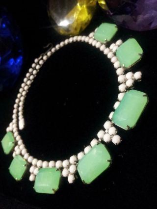 Vtg Phenomenal Juliana D & E Bib Statement Necklace 7 Rare Green Apple Opal Rs