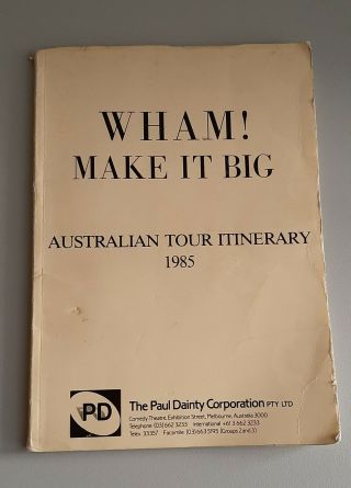 Wham Impossibly Rare Aussie Itinerary Book From Make It Big Tour George Michael